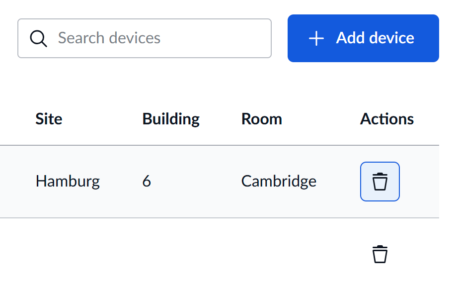 Device inventory showing remove option for cleaning up unused devices
